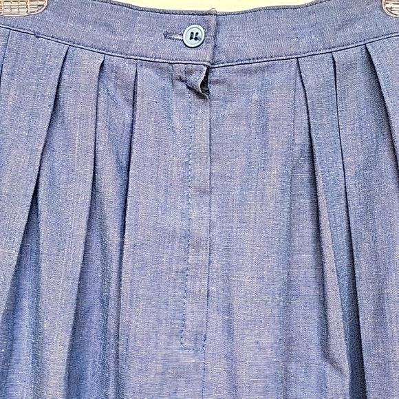 Vtg 80s 90s Peacock Sportswear chambray Pleated A-line skirt, pockets, size 12 - Picture 3 of 8